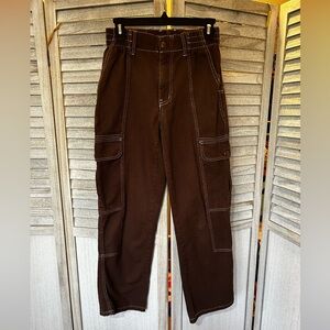 HESPERUS Brown Cargo Pants Elastic Waist Women’s Small Juniors Petites